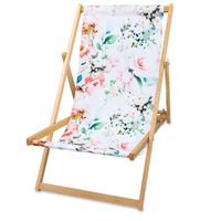 Chaise chilienne bois - chaise longue bois jardin pliable toile transat exterieur chaise en bois avec accoudoir Fleur 1 pièce