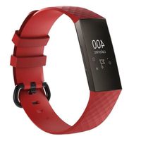 (L)Bracelet de rechange montre sport en silicone pour l'activité fitness Fitness 3 de Fitbit Charge 3-Rouge