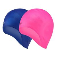 couleur 2 PCS (Bleu Rose) Bonnet de bain en Latex néoprène pour adultes, imperméable, cheveux longs, protecti