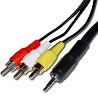 CableMarkt - Câble de 2 m pour audio et vidéo 3 x RCA vers Minijack mâle