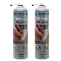 DSTOCK60 - Lot de 2 -Décolle étiquettes 400 ml, application facile avec pinceau, aérosol - spray pour décoller les étiquettes