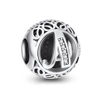 NINGAN Lettre & Alphabet A Charms et Perles Argent 925 Breloque pour Pandora Femme Bracelet & Collier, Pandora Lettre