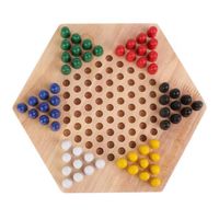 Famille Enfants Adulte Études tôt Jeux Chinois Checkers Board jeu Bois Hexagon Table Stratégie Stratégie