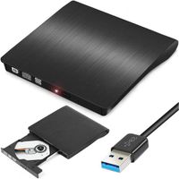 Lecteur DVD Externe, Graveur CD DVD Externe USB 3.0,Ultra Mince Portable CD DVD Drive +/- R ROM RW Enregistreur pour Desktop,