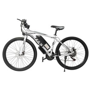 VÉLO ASSISTANCE ÉLEC E-bike 26 pouces 21 vitesses blanc Standard européen,Boîte à batterie amovible,250W Vélo Électrique 25km/h