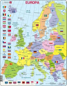 PUZZLE K2 Carte Politique de l'europe, édition Espagnol, 