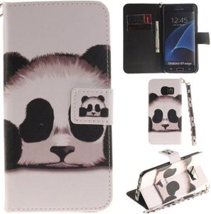 COQUE - BUMPER Coque Samsung Galaxy S7 Edge en cuir PU avec support de carte et dragonne - Panda