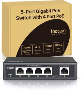 SWITCH - HUB ETHERNET  PoE Switch 4 PoE Gigabit Ports avec 1 Gigabit Uplink Port, PoE+ 1000Mbps Ethernet Réseau Switch Non géré, RJ45 65W.[Z302]