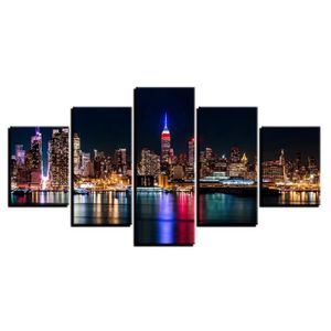 New york city gratte-ciel nuit b/&w toile wall art panorama encadrée imprimer