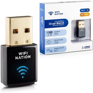 CLE WIFI - 3G Adaptateur USB Mini 802.11ac AC600, chipset : Realtek RTL8811AU, Double Bande 2,4 GHz ou 5 GHz, Compatible Windows, macOS, A279