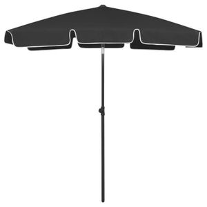 PARASOL Parasol de plage Noir 180x120 cm - XIXI - Mât droit - Résistance aux UV et aux intempéries - Inclinable
