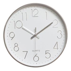 HORLOGE - PENDULE Horloge Murale Silencieuse Moderne, Horloge Murale Pour Chambre Cuisine Salon - Argent - 30cm