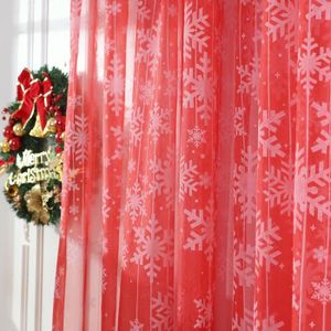 RIDEAU ETO- Voile de fenêtre Rideau de fenêtre imprimé Transparent à motif de flocon de neige, linge rideaux Flocons de neige rouges