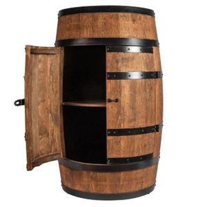 Tonneau en Bois Decoration - Armoire Bar Meuble Rangement Bouteille Alcool  - Casier à Vin,Whisky, Bière et Boissons pour Salon - Organisateur  d'Armoires d'alcool - 80 cm De Haut (Chêne) : 