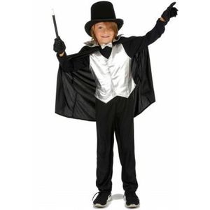 une cape noir une moustache noir Costume de magicien pour adulte avec un chapeau haut de forme en feutre noir un n/œud papillon noir une baguette magique. une paire de gants blancs