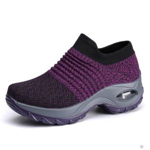 BASKET Basket Femme Chaussure de Sport Running Marche Travail Casual Tennis Air Course Fitness Gym Jogging Outdoor Sneakers-Violet