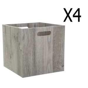 Cube De Rangement En Bois Paris Prix – 30x30x30 Cm – Naturel, MDF – Boîte Carrée Déco