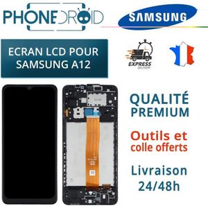 ECRAN DE TÉLÉPHONE Écran complet LCD + Tactile Samsung A12 avec châssis + Outils, stock FR