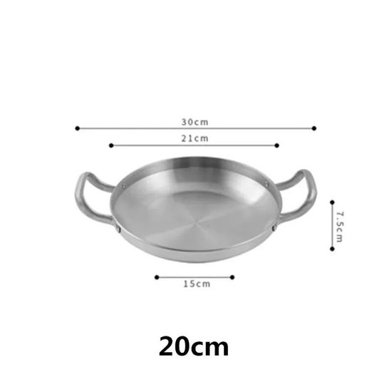 Casserole à Paella En Acier Inoxydable 32 Cm – Fond Plat, Double Poignée – Pour Cuisinière Et Four