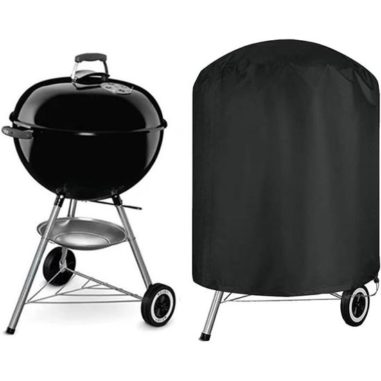 RICHIE Housse De Barbecue Ronde Étanchée Et Robuste - Protection Heavy Duty 420D 73x71cm Pour Barbecue à Gaz Avec Cordon De Serrage, Coupe-Vent Et Anti-UV