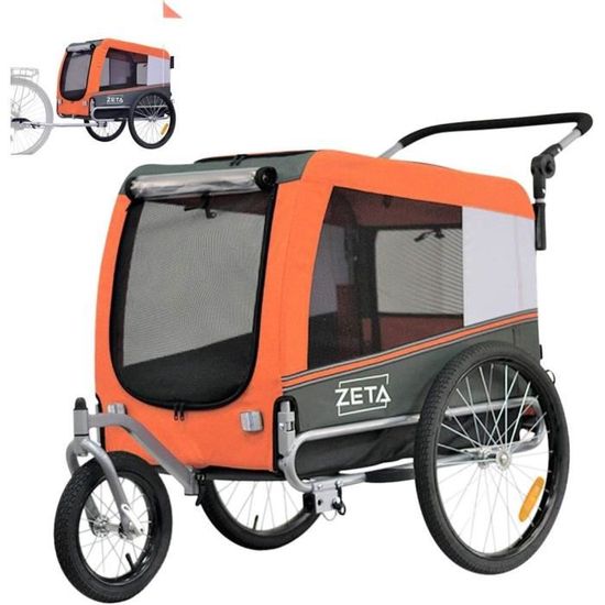 Remorque à Vélo Pliable Pour Chien, Robuste, 1 Place, Charge Max 40 Kg, Avec Drapeau De Sécurité