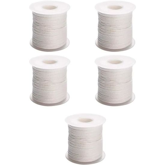Rouleau De Mèche à Bougie Coton 61 M (200 Pieds) - Blanc, 2 Mm Large, Pour Fabrication Bougies, Lampes à Huile
