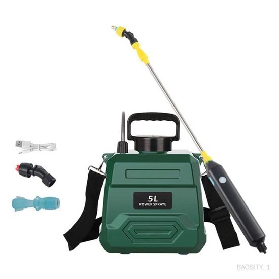 Pulvérisateur électrique Sans Fil Jardin – 3 Buses, Tige Télescopique 60cm, Tuyau 5m, 7.4V