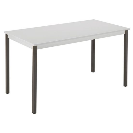 Table Multi-usages En Hêtre 180x80 Cm - Design Blanc, Piètement Métal Réglable
