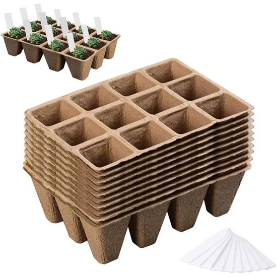 Plateau de Semis Biodegradable, 10pcs Bacs à Semis, Kit de Plateau de Semis Récipient de Germination Pots de Semis en Fibre Biodégradable pour Germination Graines et des Légumes Plateau de Semis Biodegradable, 10pcs Bacs à Semis, Kit de Plateau de Semis Récipient de Germination Pots de Semis en Fibre Biodégradable pour Germination Graines et des Légumes