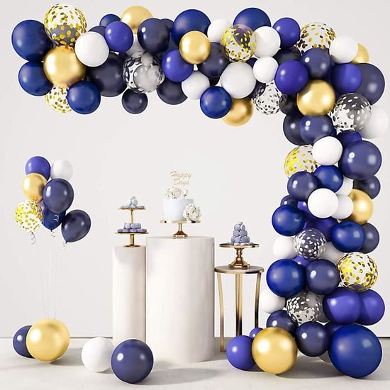 Lot De 60 Ballons Bleus Et Dorés 30.5 Cm (hélium, Confettis) - Décoration Fête Anniversaire, Prénatale