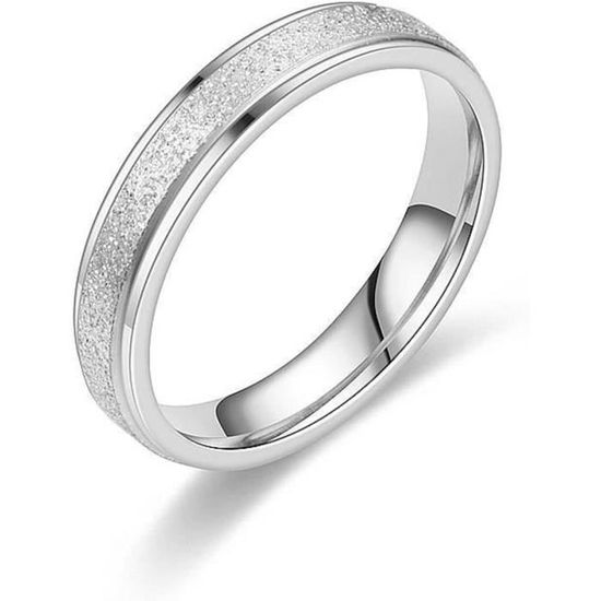 Bague Alliance Acier Inoxydable - Finition Surface Sable - Style épuré Et Moderne - Pour Femme Ou Homme