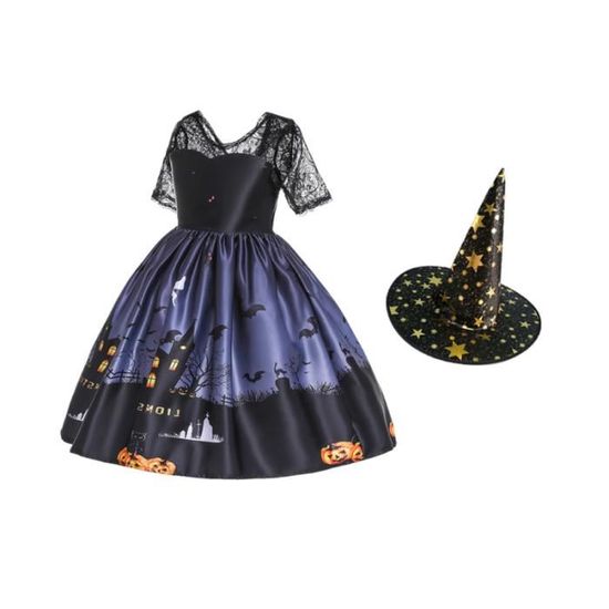 Costume Magicienne / Bonne Sorcière Pour Fille - Robe à Paillettes Et Tulle - Fermeture Éclair Dos - Taille 5-6 Ans à 13-15 Ans