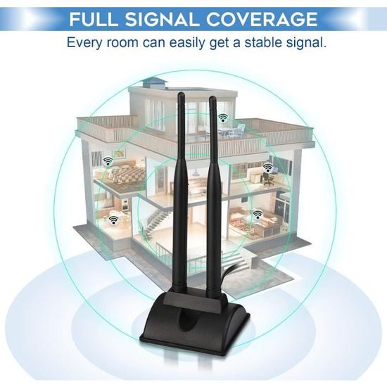 Eightwood Antenne WiFi Double Bande 2.4G/5.8G - 6dBi, Magnétique, Câble 2m RP-SMA, Pour Routeur, Caméra, PC