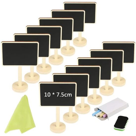 Mini Tableau Noir en Bois Mini Panneau d'Affichage Mini Tableaux Mémo Mini  Tableau Noir Ardoise pour Mémo, Mariage Étiquette (Q) - Cdiscount Maison
