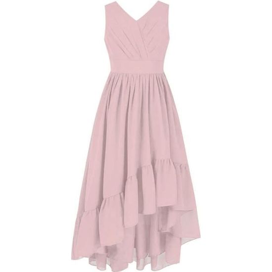 Robe De Soirée Fille - Mousseline & Dentelle Florale, Longueur Sol, Taille 4 à 16 Ans
