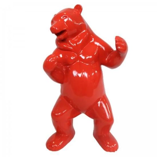 Statue Ours En Origami Rouge : Une Déco Originale De 25 Cm, Tourné Vers L’avenir