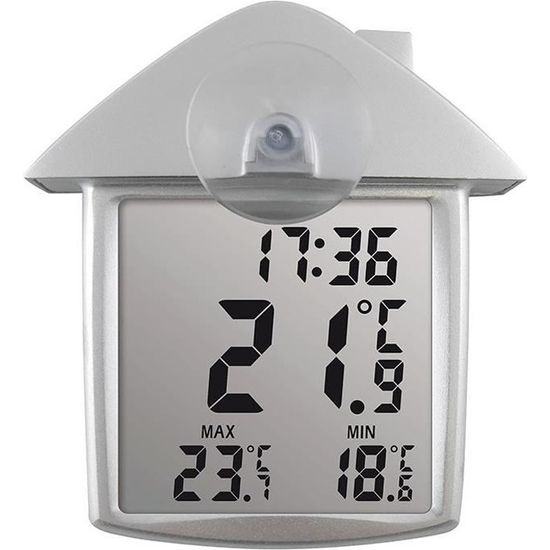Thermomètre Extérieur Digital - Ventouse - Pile Incluse - Couleur Aléatoire