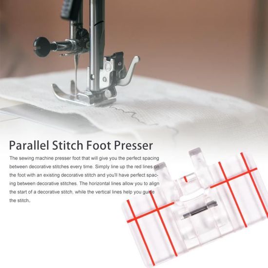 Pied Presseur Guide De Couture Pour Points Parallèles - Compatible Brother, Singer - Transparent - 7