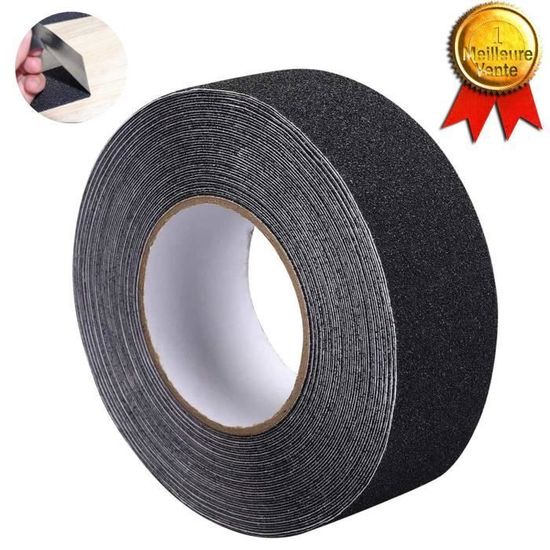 2 Rouleaux Bande Antidérapante 5 Cm X 10 M - Adhésif PVC Solide - Pour Escaliers Intérieur/Extérieur - Noir