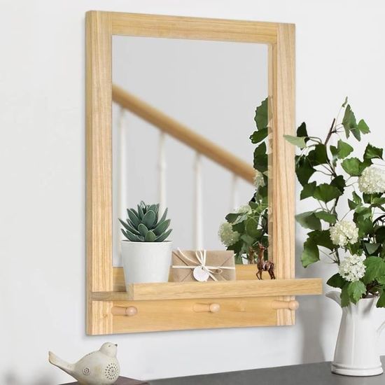 Miroir Salle De Bain Étanche 30x20cm Antibuée Avec 3 Crochets - Miroir Douche Rasage Look Naturel Sans Cadre