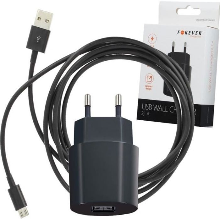 Chargeur Secteur USB 2A + Câble 2 mètres Pour SAMSUNG Galaxy A10 - Galaxy J4 Plus - Galaxy A7 2018 - Galaxy J6 Plus - Galaxy... et +