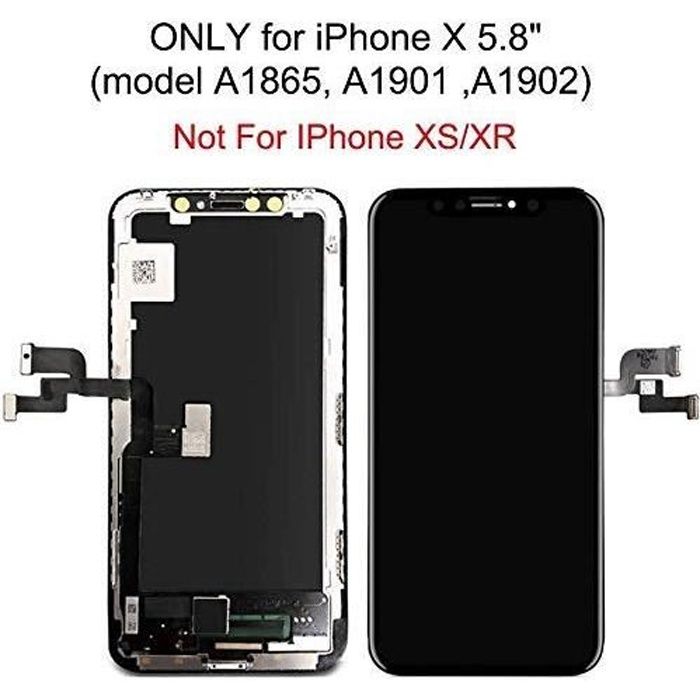 Ecran Tactile OLED pour iPhone X Vitre De Remplacement 3D Touche Ecran D’Affichage avec Kit D’Outils Complet De Réparation Noir (5.8