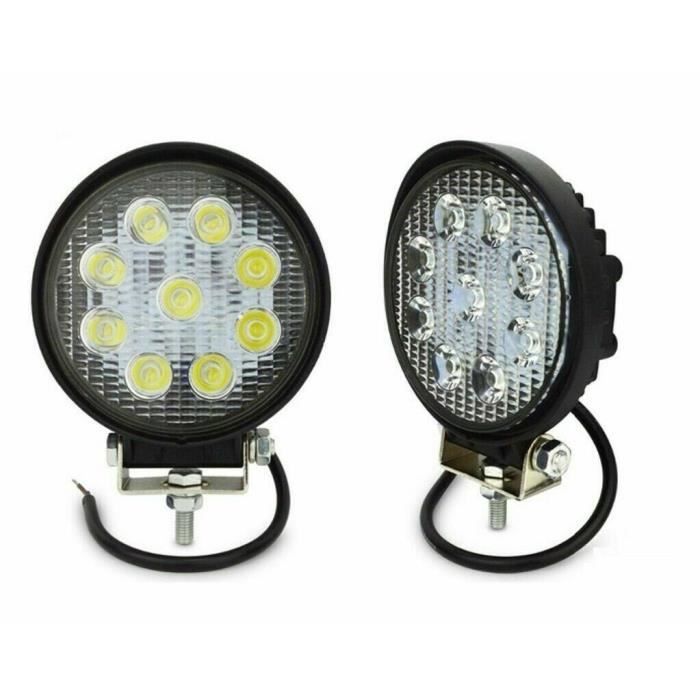 Phare Supplementaire Flood Auto Hors Route 12/24v Rond 9 Led 27w 6000k Ip67 4x4