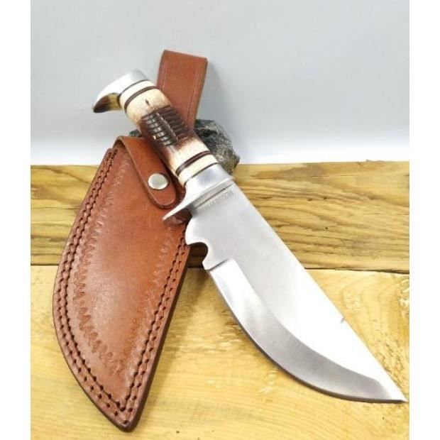 COUTEAU MANCHE OS JIGGED ETUI EN CUIR RR200507n MACHETTE / HACHE / COUTEAU MULTIFONCTION / CUISINE / SPORT