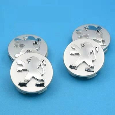 4 pièces Peugeot 60mm Argent de haute qualité en alliage de roue badge Gris Chrome Logo Emblème Centre hub caches pour Peugeot