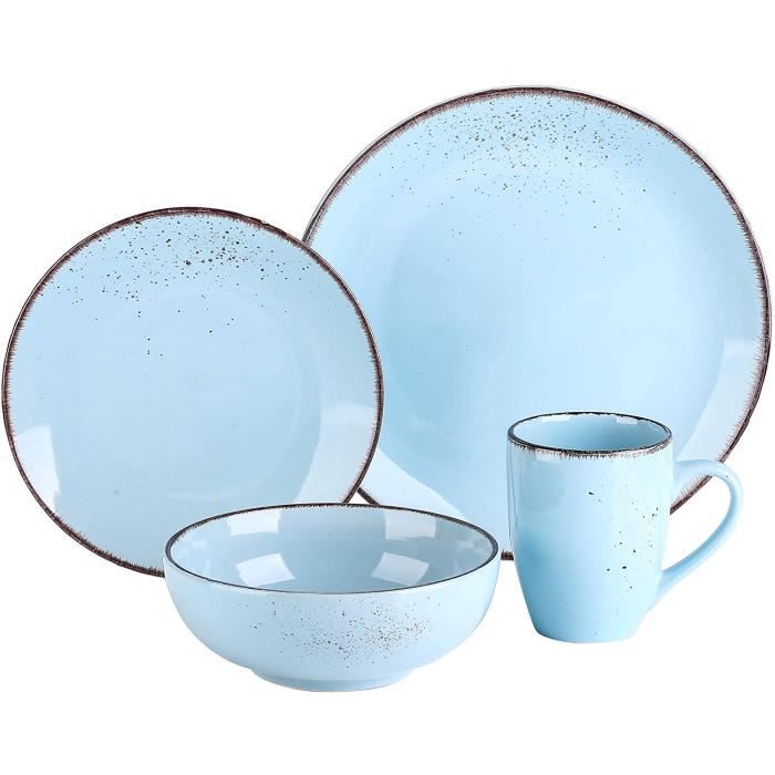vancasso, Série Navia, Service de Table en Céramique, 4 Pièces, Assiette Bol Tasse, Faïence Style Classique