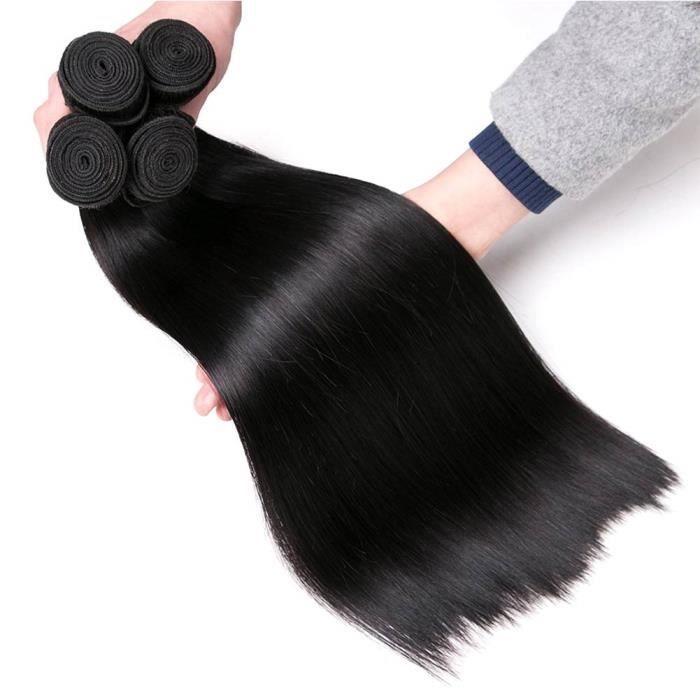 tissage bresilien en lot 4 paquets cheveux naturel brésilienne tissage bresilien lisse total 400g 10 12 14 16 pouce