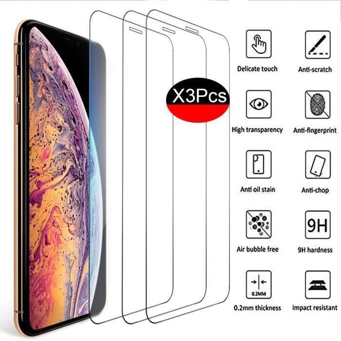 WOSHITE 3 pièce 6,1- iPhone 11/ iPhone XR film de protection écran en verre trempé HD Haute transparence