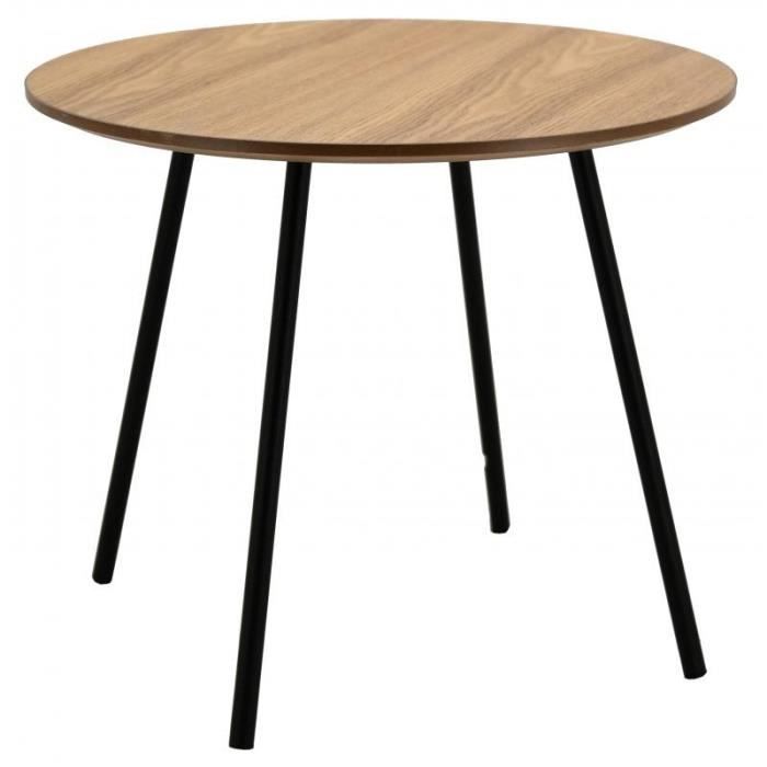 Table basse ronde en bois naturel pieds en métal