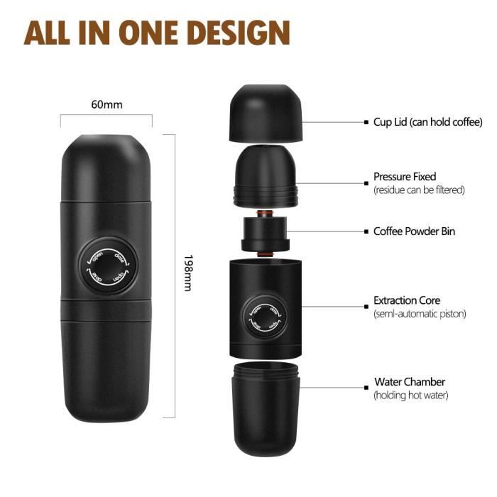 Machine à Café Portable 12V Voiture & Camping - Compatible Capsules Nespresso -Café Moulu - Chauffage Rapide 85°C - Electroménager